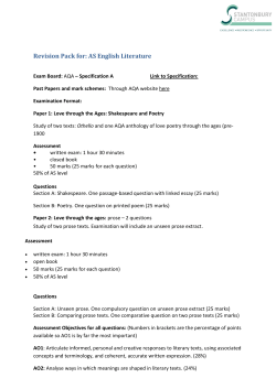 English Revision Booklet &ndash; Year 12