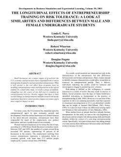 the longitudinal effects of entrepreneurship training on risk tolerance