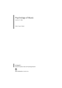 Psychology of Music - SAGE Publications Ltd