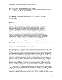 The Epistemology and Ontology of Human