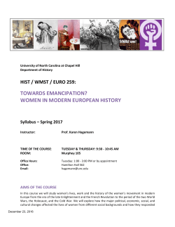 TOWARDS EMANCIPATION? WOMEN IN MODERN EUROPEAN