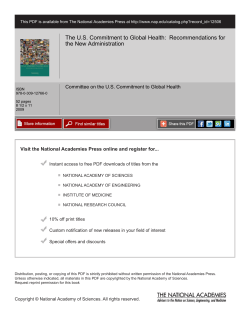 The U.S. Commitment to Global Health: Recommendations for the