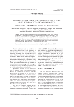 synthesis, antimicrobial evaluation, qsar and in silico admet studies