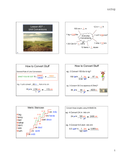 Lesson #27 -Unit Conversions