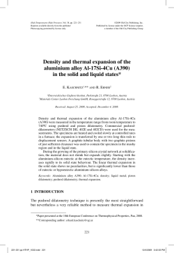 Density and thermal expansion of the aluminium alloy Al‑17Si‑4Cu
