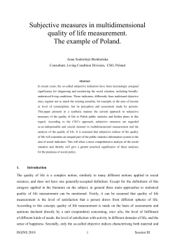 Subjective measures in multidimensional quality of life