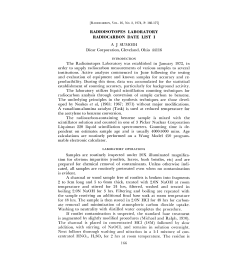 RADIOISOTOPES LABORATORY RADIOCARBON DATE LIST I