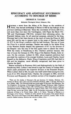 episcopacy and apostolic succession according to hincmar of reims