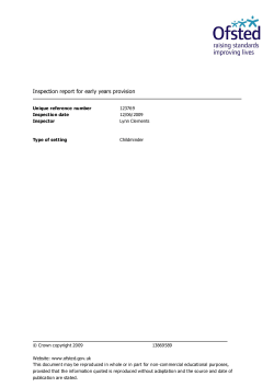 Inspection report for early years provision
