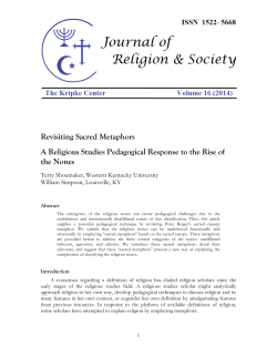 Revisiting Sacred Metaphors A Religious Studies Pedagogical