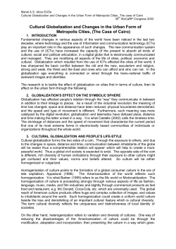 Cultural Globalization and Changes in the Urban Form of Metropolis