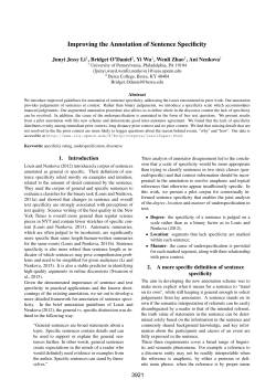 Improving the Annotation of Sentence Specificity