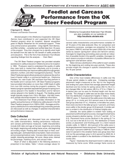 Feedlot and Carcass Performance from the OK Steer Feedout Program