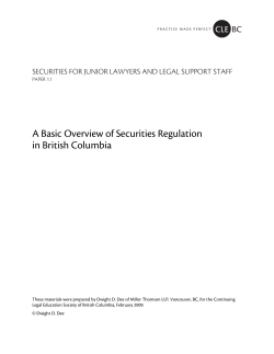 A Basic Overview of Securities Regulation in British Columbia
