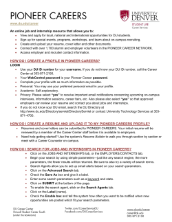 HOW DO I CREATE A PROFILE IN PIONEER CAREERS? HOW DO