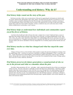 Understanding oral history: Why do it?