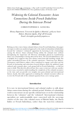 Widening the Colonial Encounter: Asian Connections Inside French