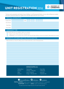 Unit Registration Form - University of Canberra