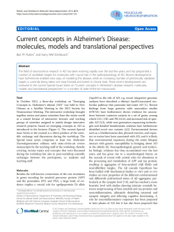 Current concepts in Alzheimer`s Disease: molecules, models and