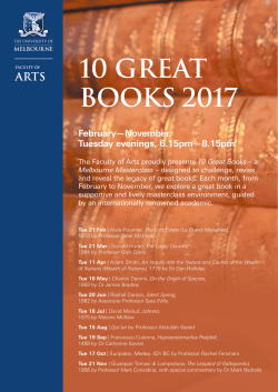 10 great books 2017 - Faculty of Arts
