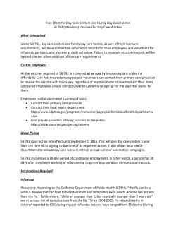 Fact Sheet for Day Care Centers and Family Day Care Homes SB