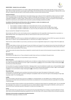 NANNY BROW &ndash; Booking Terms and Conditions Reservations are