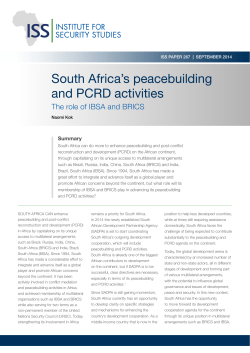 South Africa`s Peacebuilding and PCRD Activities