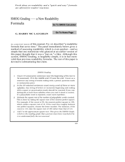 SMOG Grading &mdash;&ndash; a New Readability Formula
