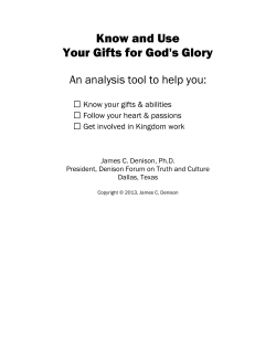 Know and Use Your Gifts for God`s Glory