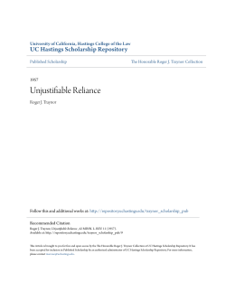 Unjustifiable Reliance - UC Hastings Scholarship Repository
