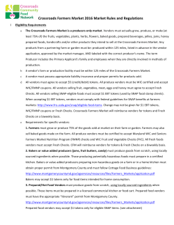 Crossroads Farmers Market 2016 Market Rules and Regulations