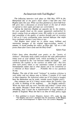 An Interview with Ted Hughes1