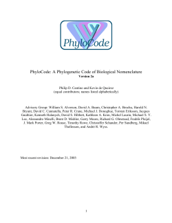 PhyloCode: A Phylogenetic Code of Biological