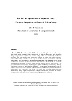 The `Soft` Europeanisation of Migration Policy: European Integration