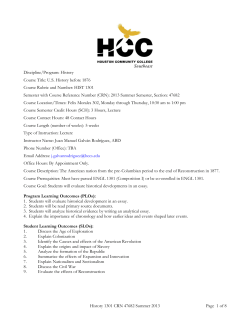 History 1301 CRN 47682 Summer 2013 Page 1 of 8 Discipline