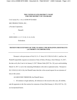 THE UNITED STATES DISTRICT COURT FOR THE