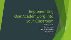 Implementing KhanAcademy.org into your Classroom