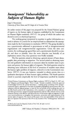 Immigrants` Vulnerability as Subjects of Human Rights