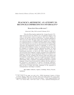Peacock`s Arithmetic: An Attempt to Reconcile Empiricism to