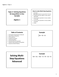 Solving Multi- Step Equations Advanced