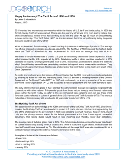 Happy Anniversary! The Tariff Acts of 1890 and 1930