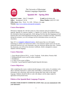 Syllabus for Spanish 101 - University of Mississippi