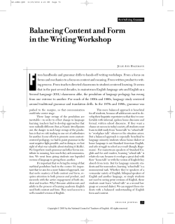 Balancing Content and Form in the Writing Workshop