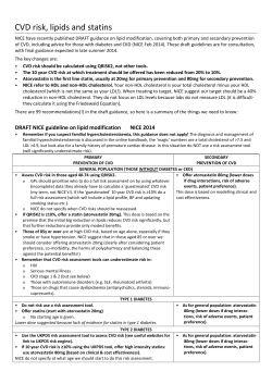 CVD risk, lipids and statins