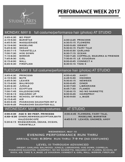 Performance Schedule - Studio Arts for Dancers