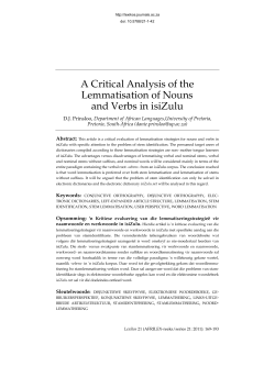 A Critical Analysis of the Lemmatisation of Nouns and Verbs in isiZulu