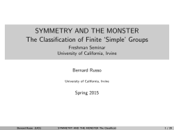 SYMMETRY AND THE MONSTER The Classification of