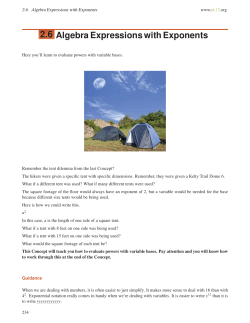 2.6 Algebra Expressions with Exponents
