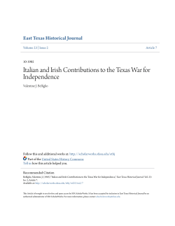 Italian and Irish Contributions to the Texas War for Independence
