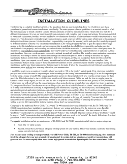 BOW TIE OVERDRIVES INSTALLATION GUIDELINES
